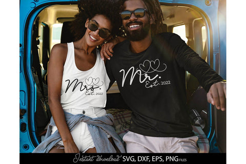 Mr and Mrs Shirts SVG | Last Name Sign | Family Sign SVG | PNG | EPS | DXF SVG March Design Studio 