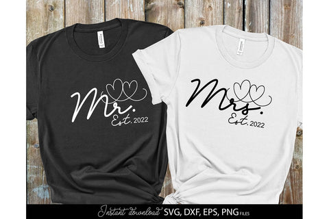 Mr and Mrs Shirts SVG | Last Name Sign | Family Sign SVG | PNG | EPS | DXF SVG March Design Studio 