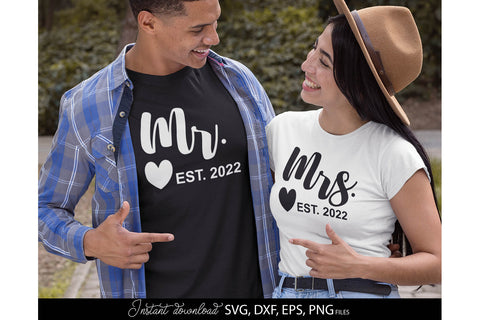 Mr and Mrs Shirts SVG | Last Name Sign | Family Sign SVG | PNG | EPS | DXF SVG March Design Studio 