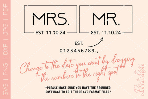 Mr and Mrs Shirts SVG | PNG | EPS | DXF SVG Partypantaloons 