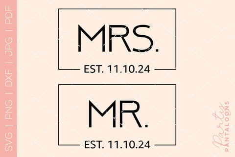 Mr and Mrs Shirts SVG | PNG | EPS | DXF SVG Partypantaloons 