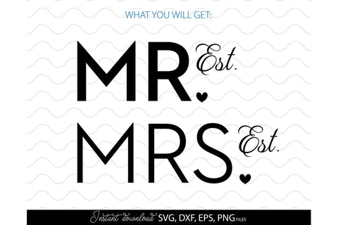Mr and Mrs Sign SVG | Just Married SVG | Wedding Sign SVG | PNG SVG March Design Studio 