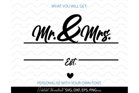 Mr and Mrs Sign SVG | Just Married SVG | Wedding Sign SVG | PNG SVG March Design Studio 