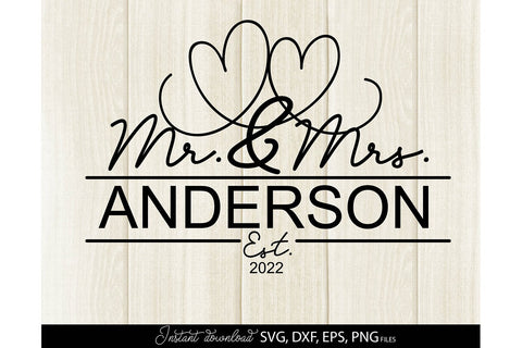 Mr and Mrs Sign SVG | Last Name Sign | Family Sign SVG | PNG SVG March Design Studio 