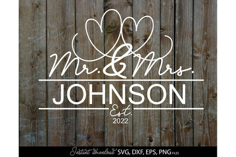 Mr and Mrs Sign SVG | Last Name Sign | Family Sign SVG | PNG SVG March Design Studio 