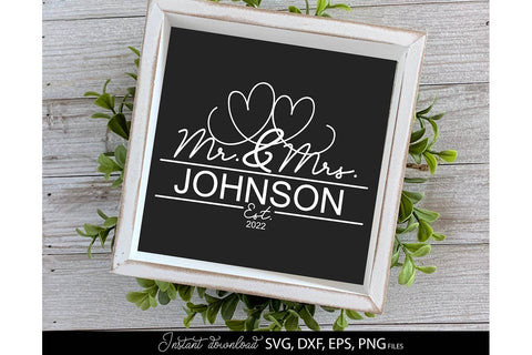 Mr and Mrs Sign SVG | Last Name Sign | Family Sign SVG | PNG SVG March Design Studio 
