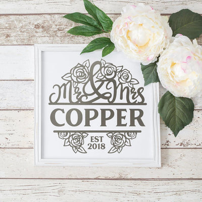 Mr and Mrs split Design with Roses - Wedding SVG Chameleon Cuttables 