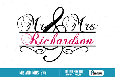 Mr and Mrs Split Monogram Svg SVG Pinoyart Kreatib 