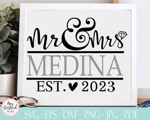 Mr and Mrs SVG, Custom Last Name Wedding Svg Marriage SVG Just Married Svg, Svg files for Cricut, Svg files for Silhouette Includes alphabet SVG MyDesiredSVG 
