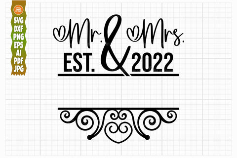 Mr and Mrs SVG PNG DXF, Wedding Sign Svg, Mr and Mrs Monogram, His and Her Svg SVG TonisArtStudio 