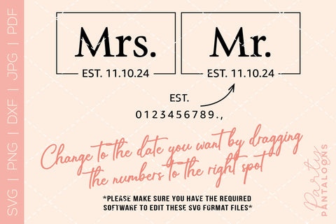 Mr and Mrs SVG | PNG | EPS | DXF SVG Partypantaloons 