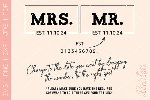 Mr and Mrs SVG | PNG | EPS | DXF SVG Partypantaloons 