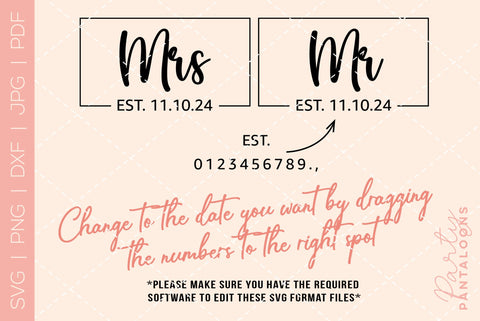 Mr and Mrs SVG | PNG | EPS | DXF SVG Partypantaloons 
