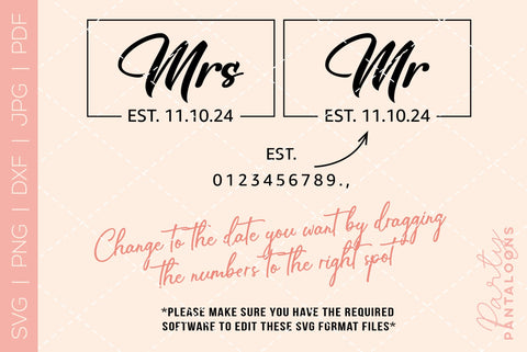 Mr and Mrs SVG | PNG | EPS | DXF SVG Partypantaloons 