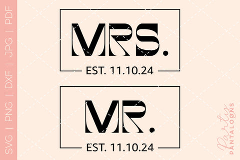 Mr and Mrs SVG | PNG | EPS | DXF SVG Partypantaloons 