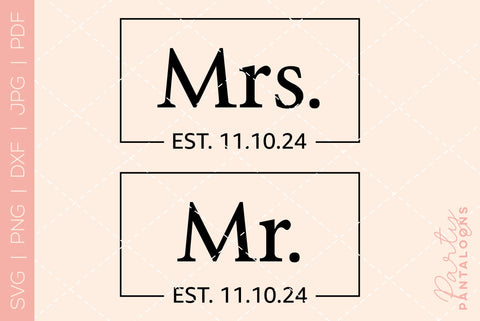 Mr and Mrs SVG | PNG | EPS | DXF SVG Partypantaloons 