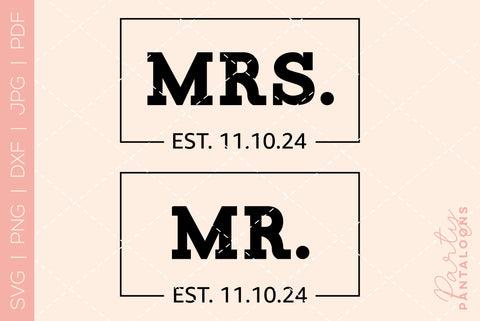 Mr and Mrs SVG | PNG | EPS | DXF SVG Partypantaloons 