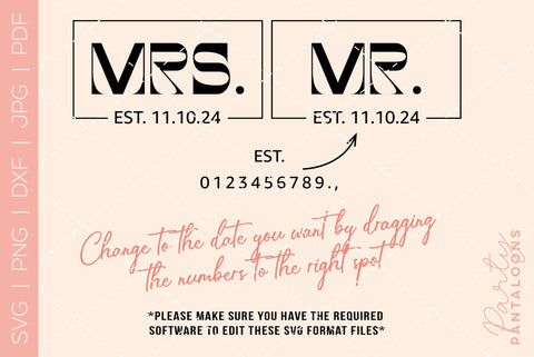 Mr and Mrs SVG | PNG | EPS | DXF SVG Partypantaloons 