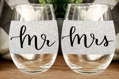 Mr. and Mrs. SVG Set - for coffee mugs, wine glasses SVG Stacy's Digital Designs 