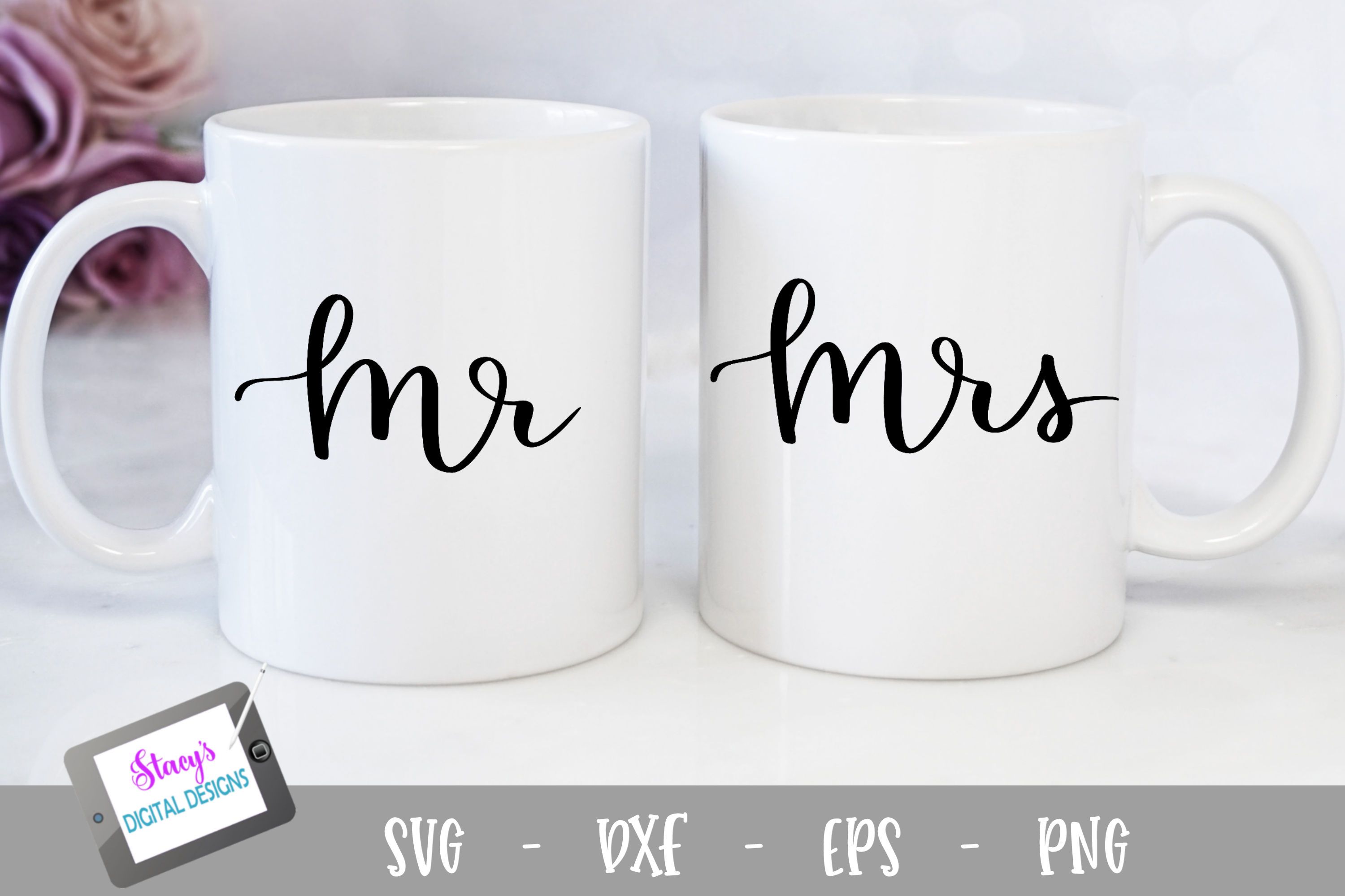 Mr. and Mrs. SVG Set - for coffee mugs, wine glasses - So Fontsy