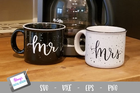 Mr. and Mrs. SVG Set - for coffee mugs, wine glasses SVG Stacy's Digital Designs 