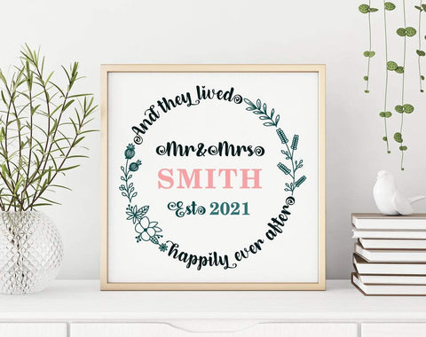 Mr and Mrs svg, wreath svg, Family quotes svg, Last name svg, floral wreath svg, mrs svg, Couple svg, Engagement svg, Just Married Svg SVG CutLeafSvg 