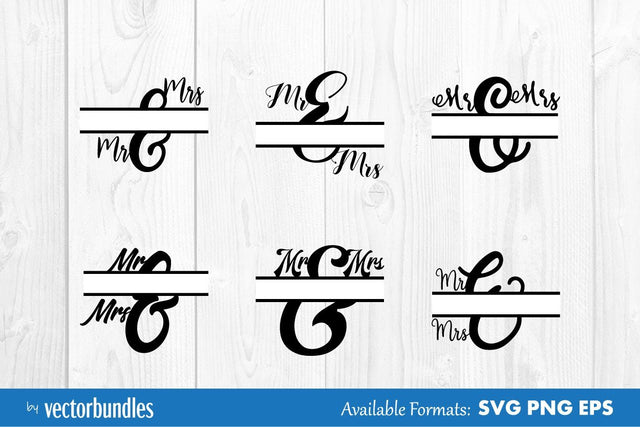 Mr and Mrs text split ampersand svg SVG vectorbundles 
