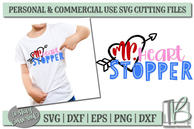 Mr. Heart Stopper SVG File, Kid's Valentine's SVG Cut File SVG TB Designs 