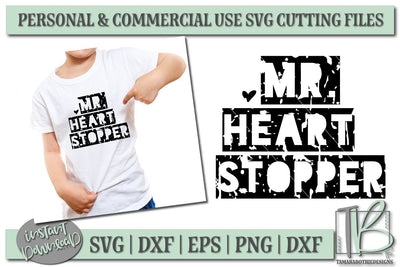 Mr. Heart Stopper SVG File,Grunge Kid's Valentine's SVG Cut File SVG TB Designs 