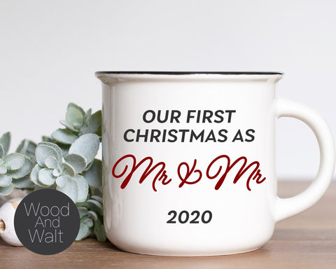 Mr & Mr Our First Christmas Ornament 2020 SVG | Holiday Cut File | Newlywed Design | Love Stencil | Printable Template | Announcement Decor SVG Wood And Walt 