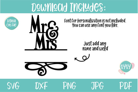 Mr & Mrs Custom SVG | Personalized Wedding Cake Topper SVG SVG OyoyStudioDigitals 