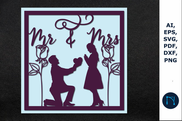 Mr & Mrs. Greeting Card 3d SVG cut file SVG MD JOYNAL ABDIN 