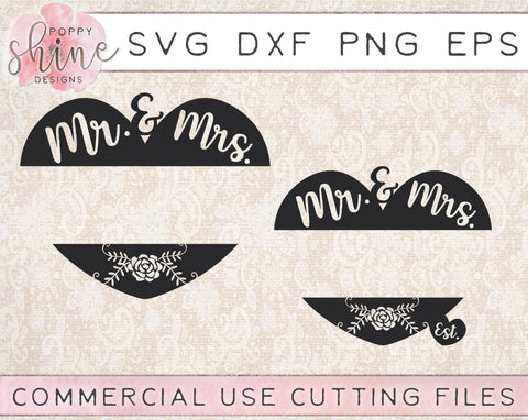 Mr & Mrs Monogram Frame Bundle SVG Poppy Shine Design 