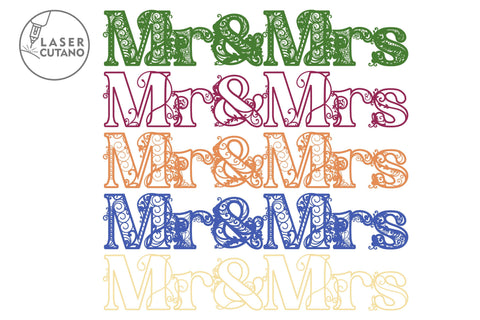 MR & MRS Multilayer Laser Cut Files, Mandala, Sign SVG, 3D Designs, Mini Design Bundles SVG LaserCutano 