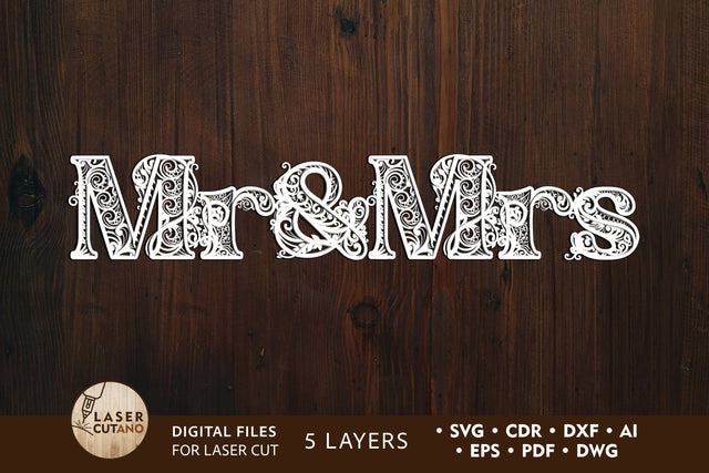 MR & MRS Multilayer Laser Cut Files, Mandala, Sign SVG, 3D Designs, Mini Design Bundles SVG LaserCutano 