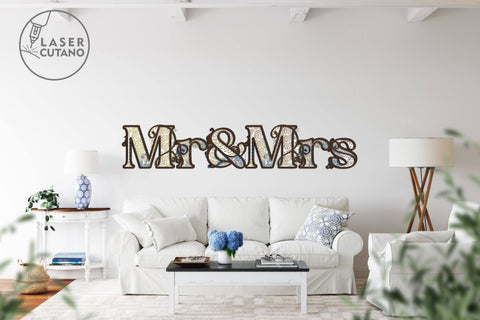 MR & MRS Multilayer Laser Cut Files, Mandala, Sign SVG, 3D Designs, Mini Design Bundles SVG LaserCutano 