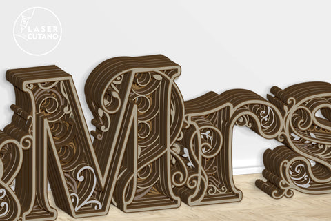 MR & MRS Multilayer Laser Cut Files, Mandala, Sign SVG, 3D Designs, Mini Design Bundles SVG LaserCutano 