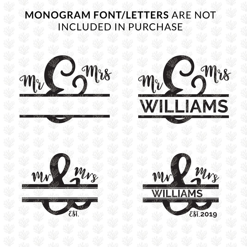 Mr& Mrs Split Monogram Bundle – Couple SVG EPS DXF PNG Cutting Files ...