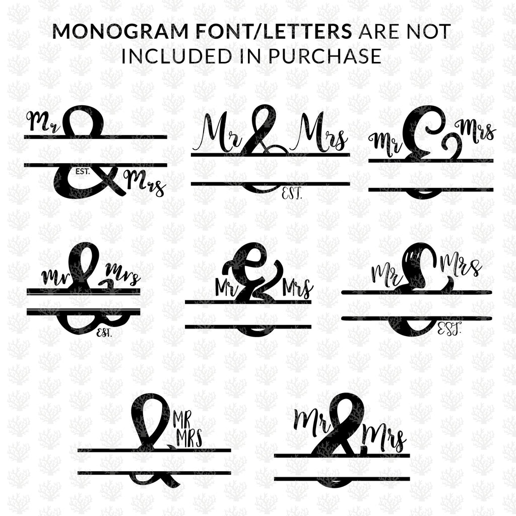 Mr& Mrs Split Monogram Bundle – Couple SVG EPS DXF PNG Cutting Files ...