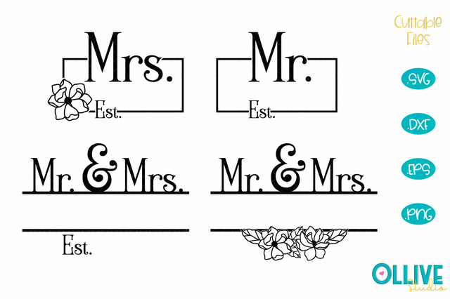Mr. & Mrs. Split Monogram SVG Bundle SVG Ollive Studio 
