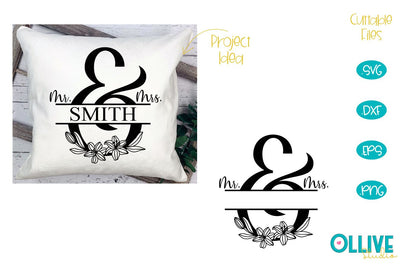 Mr & Mrs Split Monogram SVG SVG Ollive Studio 