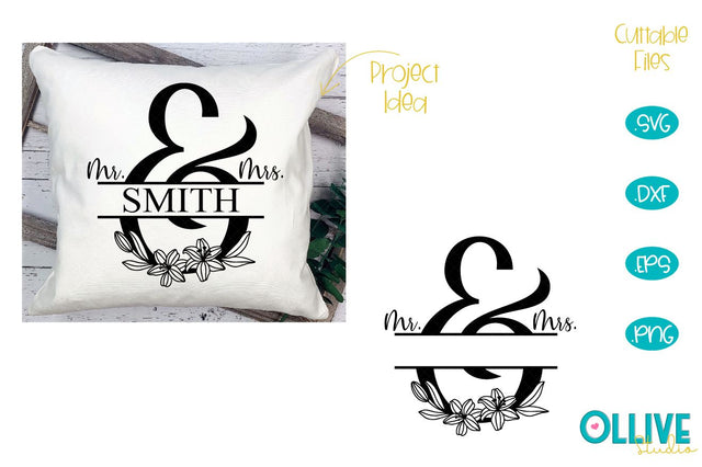 Mr & Mrs Split Monogram SVG SVG Ollive Studio 