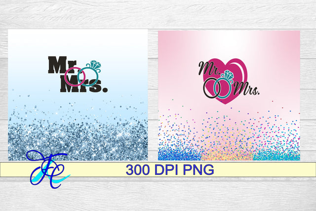 Mr & Mrs Tumbler Wraps v2 Sublimation Family Creations 