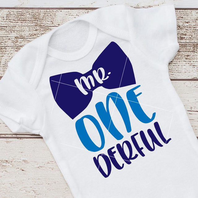 Mr. Onederful (Bowtie) - Baby Boy first Birthday SVG Chameleon Cuttables 
