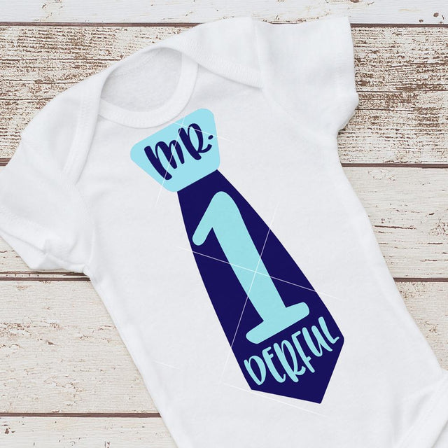 Mr. Onederful (Tie) - Baby Boy first Birthday SVG Chameleon Cuttables 