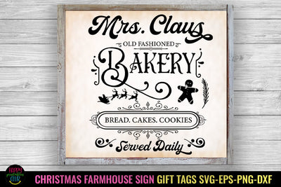 Mrs Claus Bakery Sign SVG I Farmhouse Christmas Sign SVG SVG Happy Printables Club 