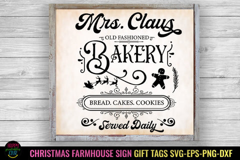 Mrs Claus Bakery Sign SVG I Farmhouse Christmas Sign SVG SVG Happy Printables Club 