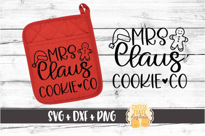 Mrs Claus Cookie Co - Christmas Pot Holder SVG PNG DXF Cut Files SVG Cheese Toast Digitals 
