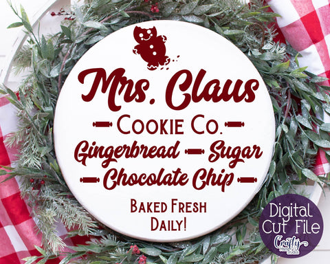 Mrs. Claus Cookie Co. - Round Christmas Svg SVG Crafty Mama Studios 
