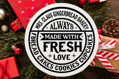 Mrs. Claus gingerbread bakery always fresh made with love bread cakes cookies cupcakes SVG Angelina750 